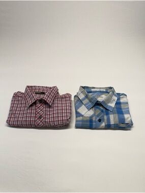 Bundle of 2 Under Armour Men's Plaid Button-Down Shirts - Red & Blue Size Large